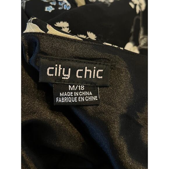 City Chic Floral V-Neck Midi Dress Womens 18 Whimsigoth Fairy Cottagecore Black - Picture 3 of 16